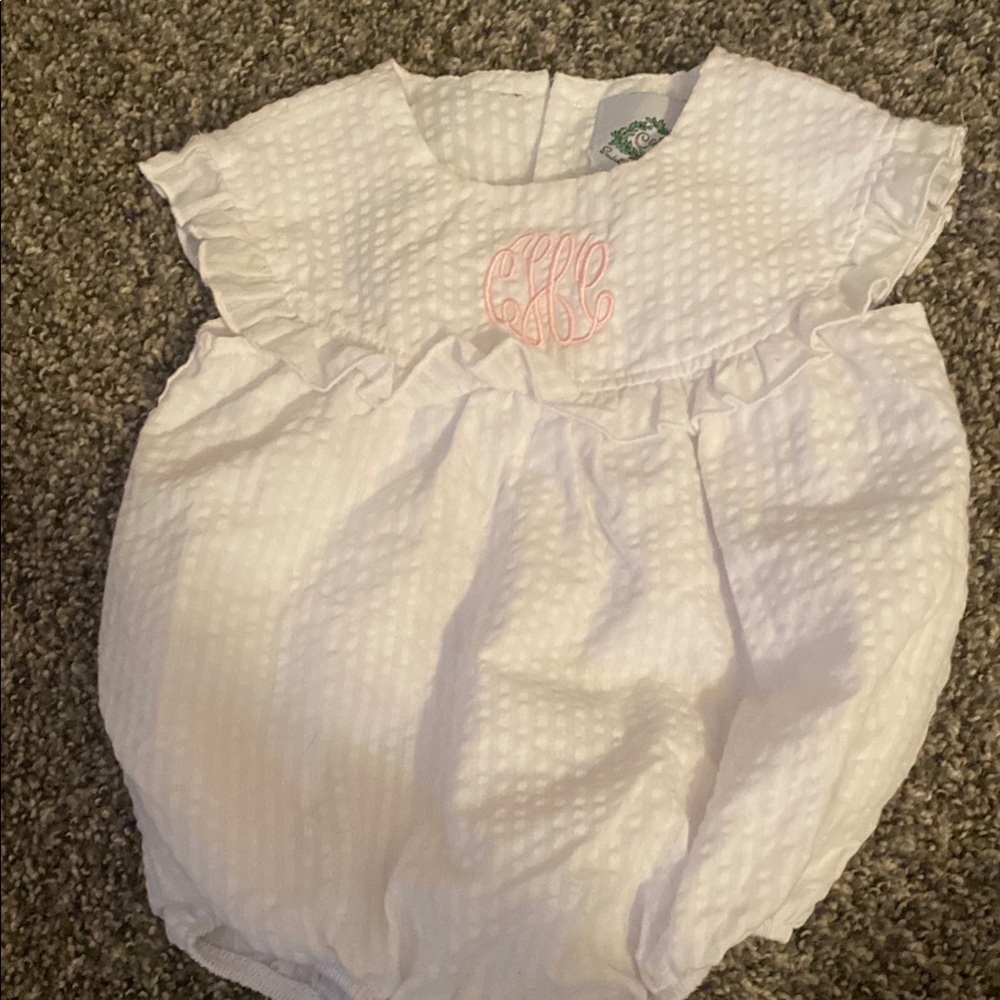 White Baby Romper with Monogram